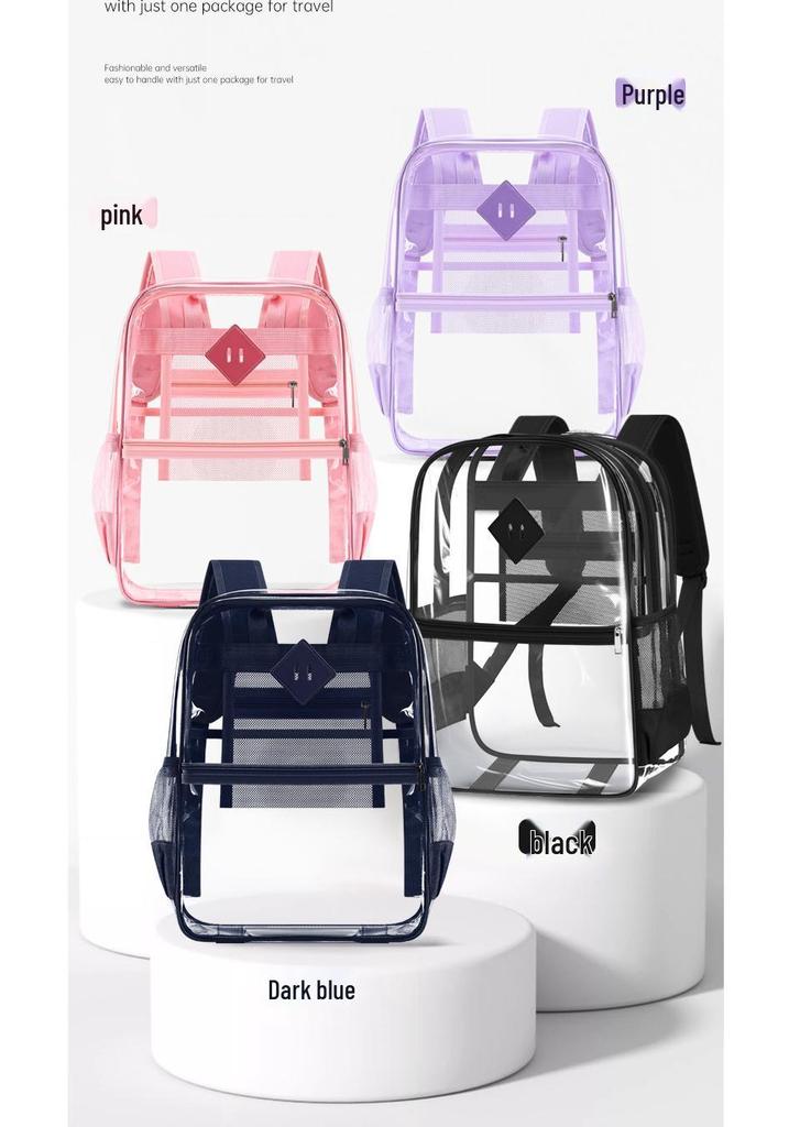 Klarer PVC-Doppelschulter-Rucksack - Große Kapazität, Wasserdicht, Lässiger Stil für Studenten