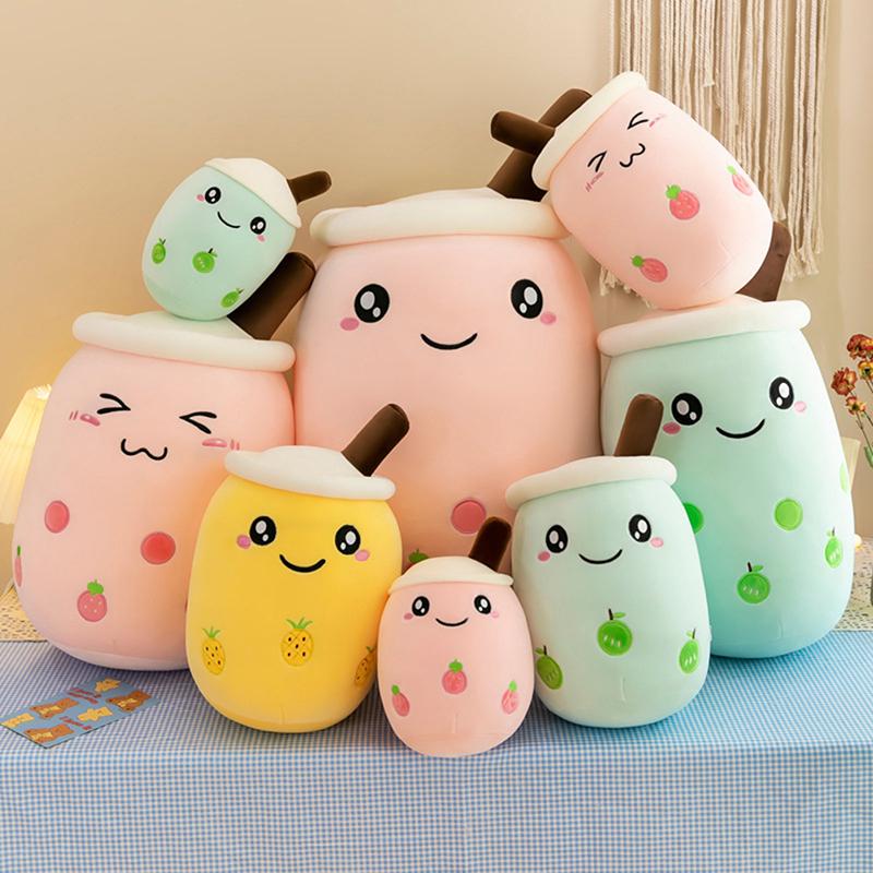 Cute Boba Milk Tea Plush Toy Soft Stuffed Pearl Milk Tea Hug Pillow Cushion