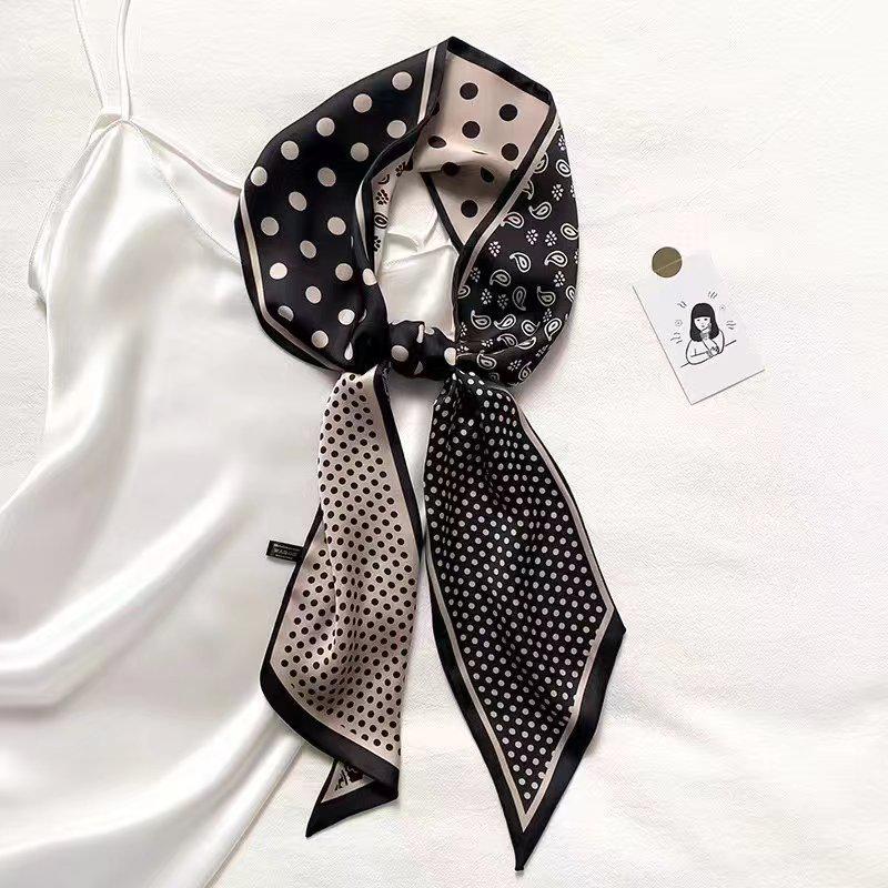 Classic Silk Feel Diagonal Scarf: Versatile Imitation Silk Neckerchief for Spring & Autumn