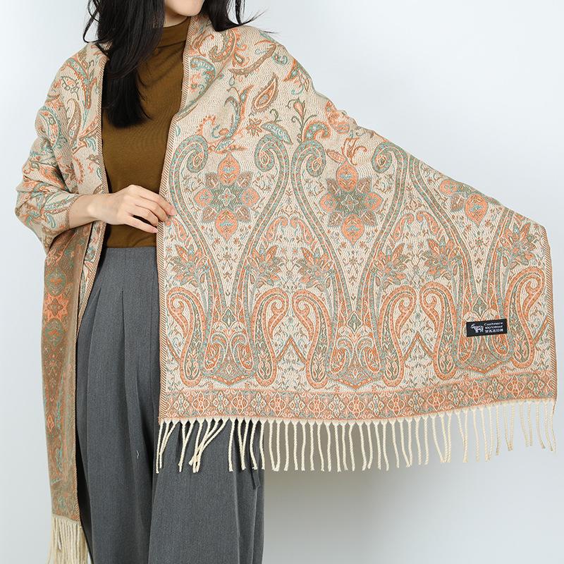 Vintage shawl, jacquard, cashew, fringed scarf, women's outdoor travel, outdoor decoration, dual-use