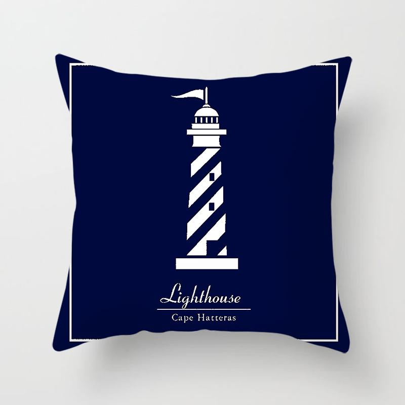 Compass Anchor Pillowcase Blue Home Decor Mediterranean Cushion Cover Car Sofa Office Decor Accessories Pillowcase