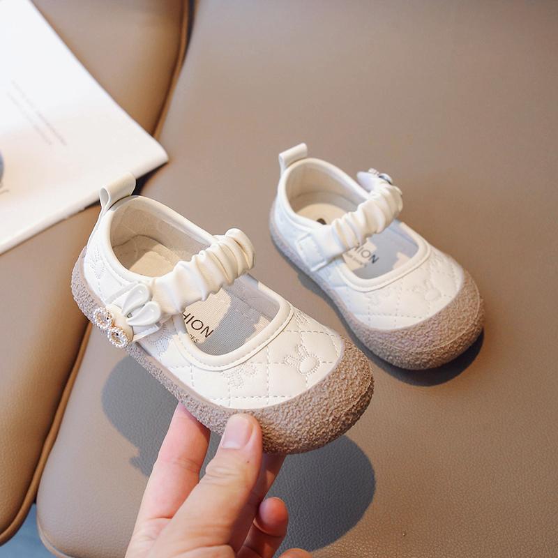 

Girl s Mary Janes Cute Flat Sewing Pu Leather Little Children Leather Shoes Pu 21-30 Hook-loop Anti-slip Lovely Kids Spring Shoe 23