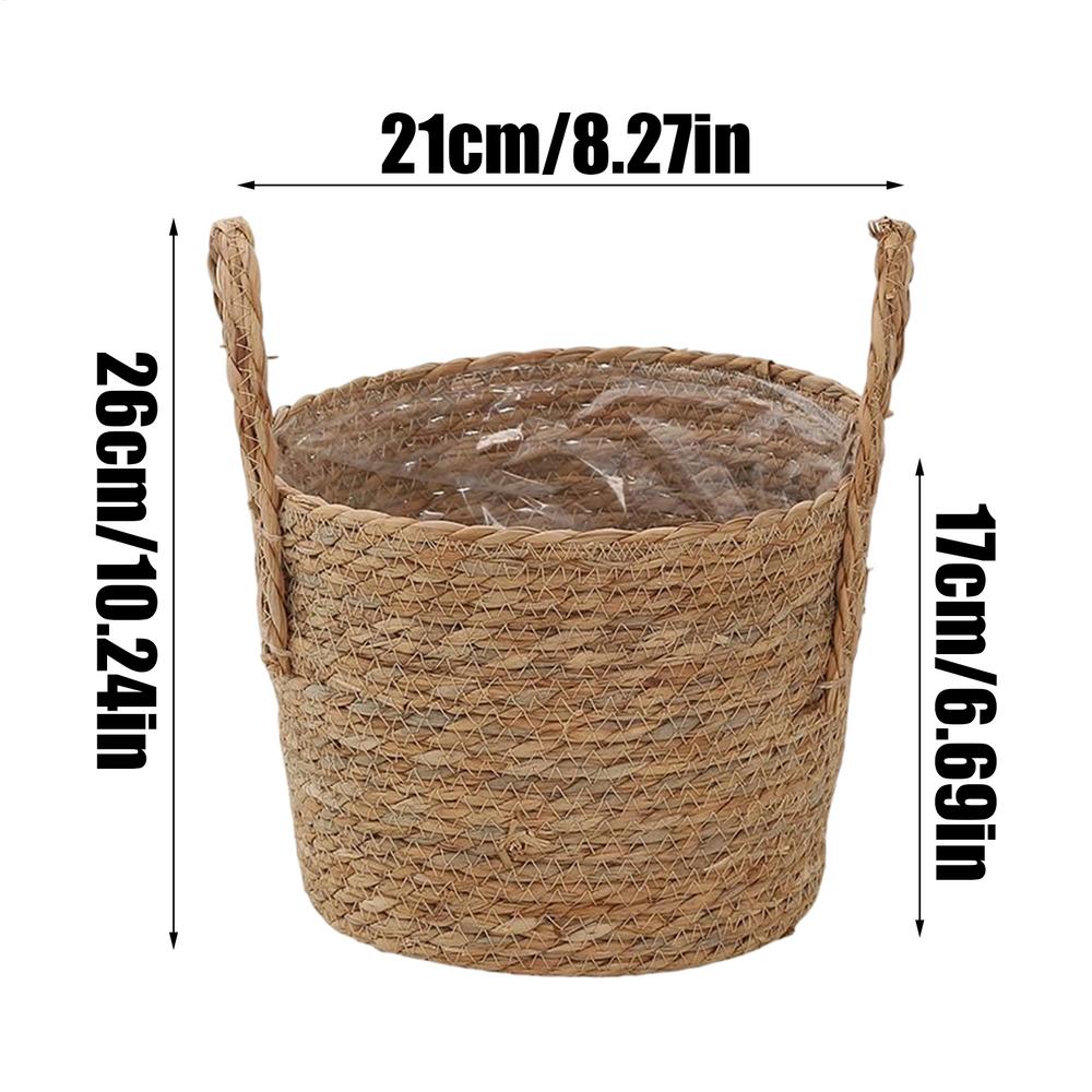 Корзина для растений Соломенная Цветочный горшок Плетеная корзина для растений Цветочный горшок Ротанговая Соломенная цветочная корзина Для дома Сада Двора Украшение