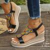Fashion Bohemian Style Thick Bottom Wedges Sandals Women 2025 Summer Retro Chunky Platform Sandals Woman Plus Size 43 Beach Shoes Mujer