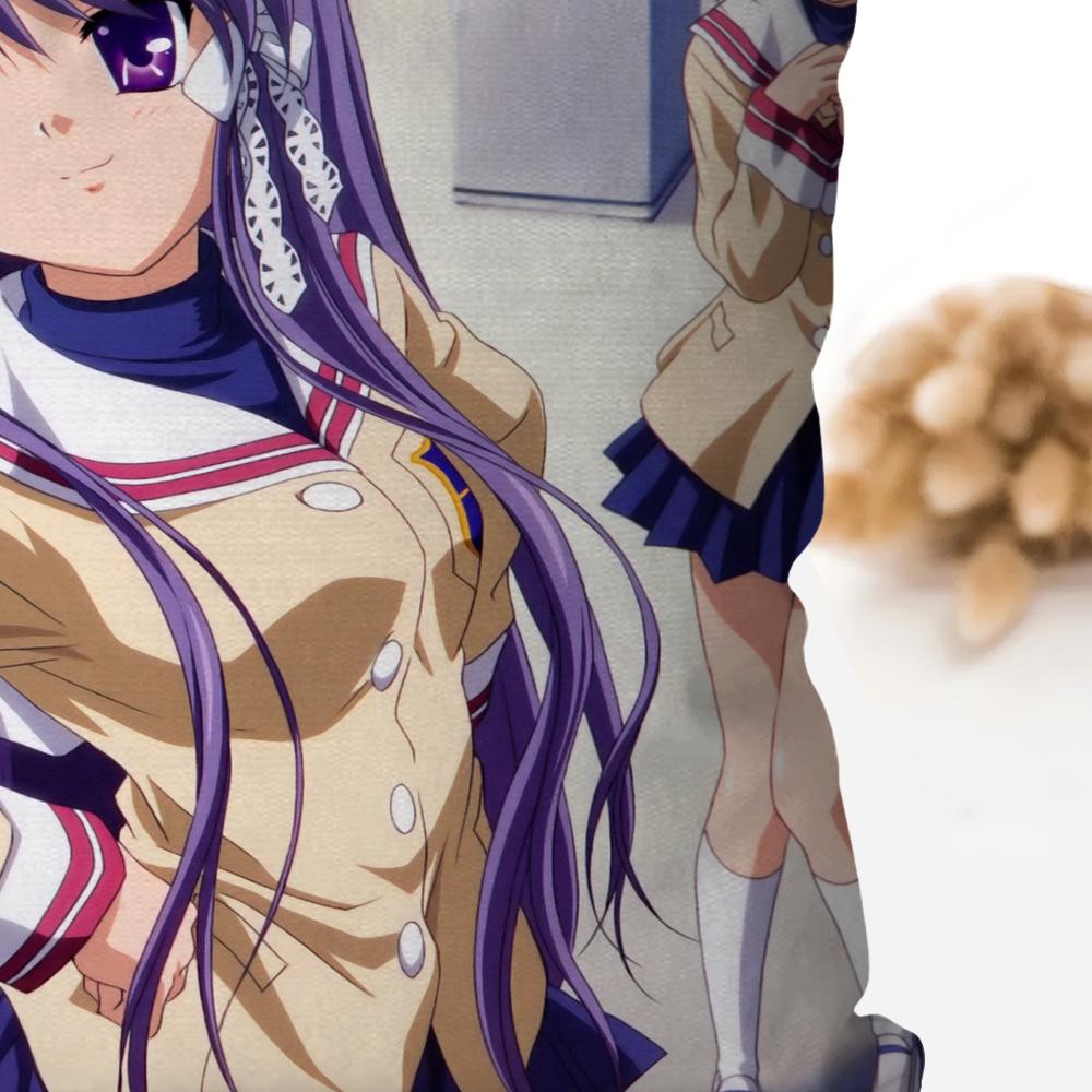 Japansk Anime Clannad Kuddfodral Fyrkantig Kudde Sovrum Soffa Fritid Komfortkudde Bil Vardagsrum Heminredning 40X40
