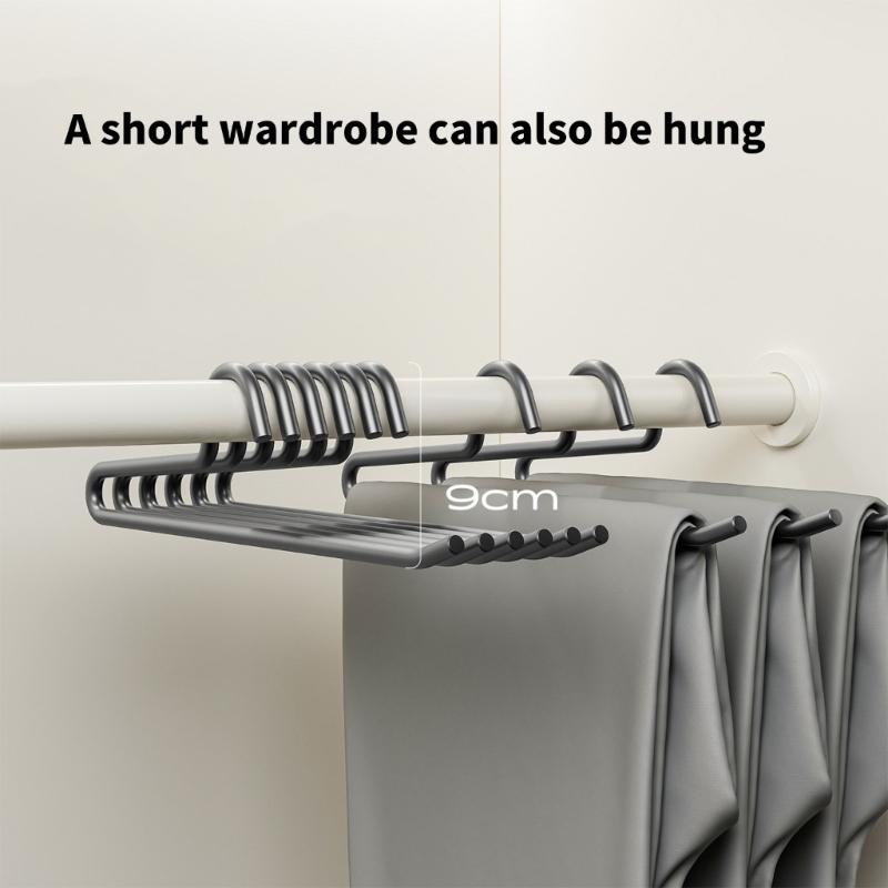 Grip Focused Z Form Trouser Hanger 5 Pack, Metal Closet Rail Holder for Pants Storage and Daily Closet Clothing Order