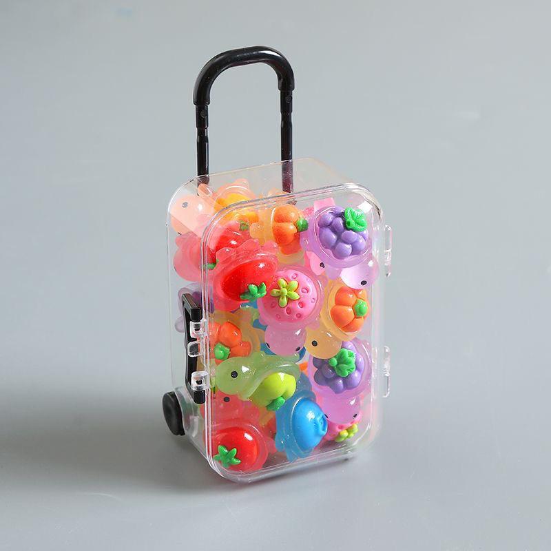 Luminous Fruit Turtle Toy Set: Mini Suitcase Resin Figurine for Children's Pretend Play & Decoration