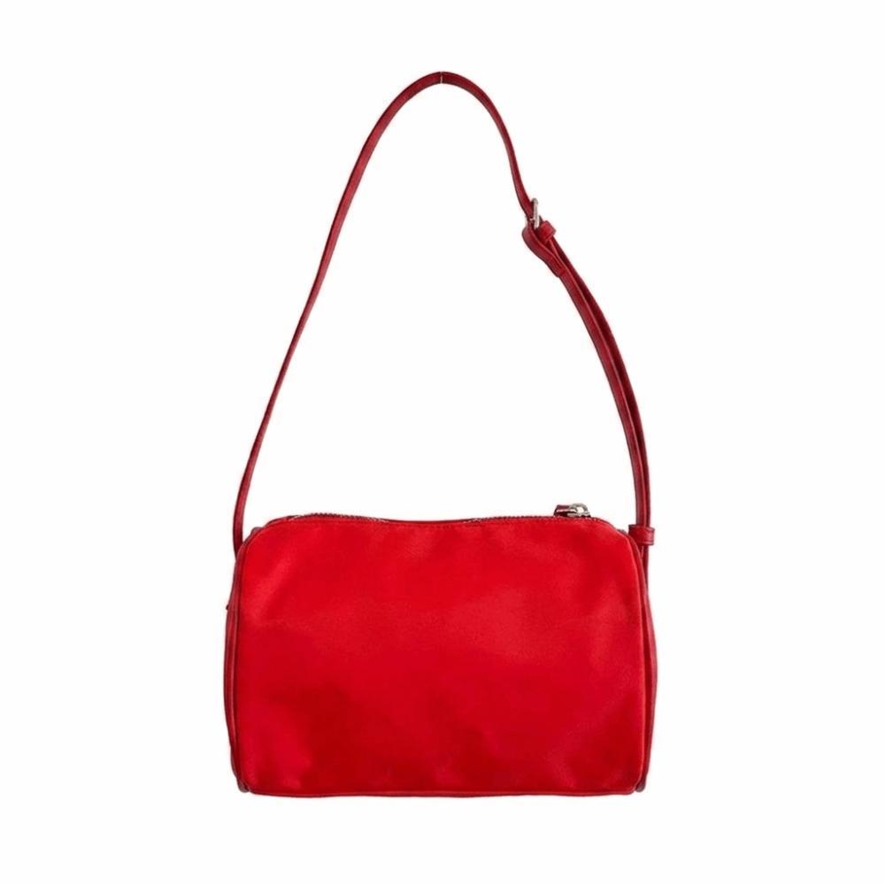 Nylon Canvas Shoulder Bag Large Capacity Toast Bag Fashion Polka Dot Handbag  Daily Use красный
