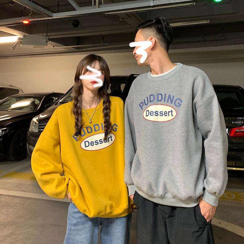 Padded Loose Casual Sweatshirt Female Autumn and Winter Jacket Ancient Round Neck Long Sleeve Bottom Shirt Top Fashion Retro Versatile Sweatshirt