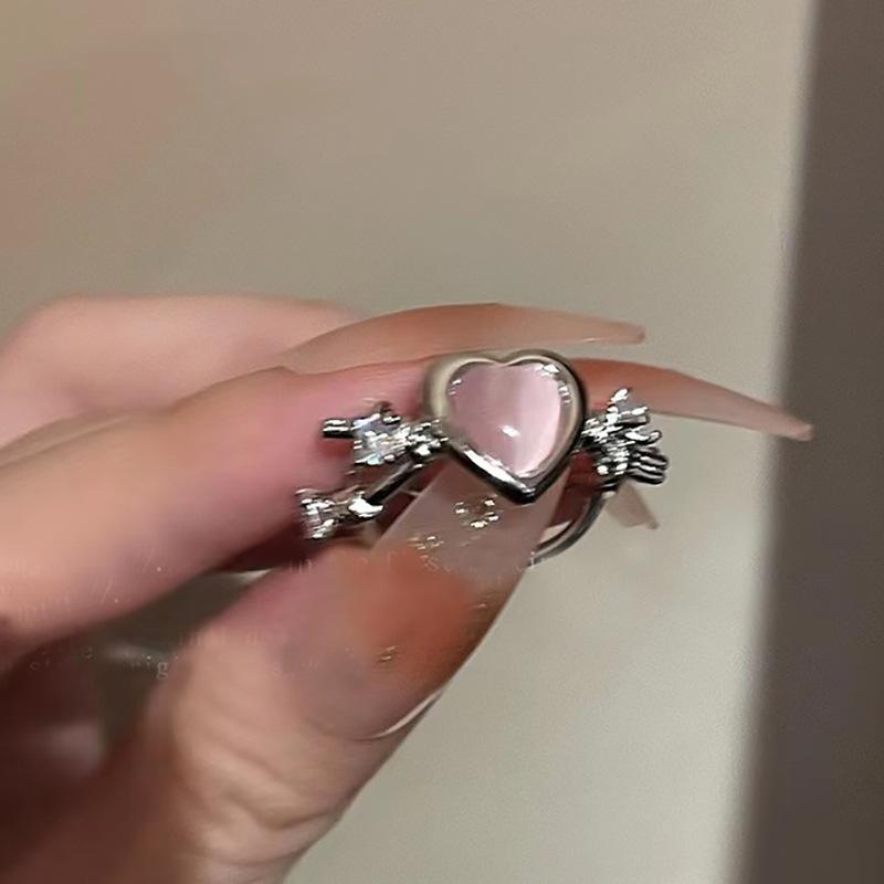 Y2K Rosa Kristall Schleife Zirkon Ringe für Damen Mode Süß Liebenswertes Mädchen Offen Verstellbarer Ring Kpop Party Schmuck Geschenk 2023