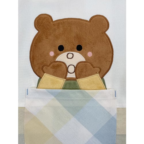 Atelier Momo & Momo Tomica og Tom Tsumupapa Forkle, Sideåpning, Rutemønster, Blå, Dame, Størrelser M-L, TM44006-52