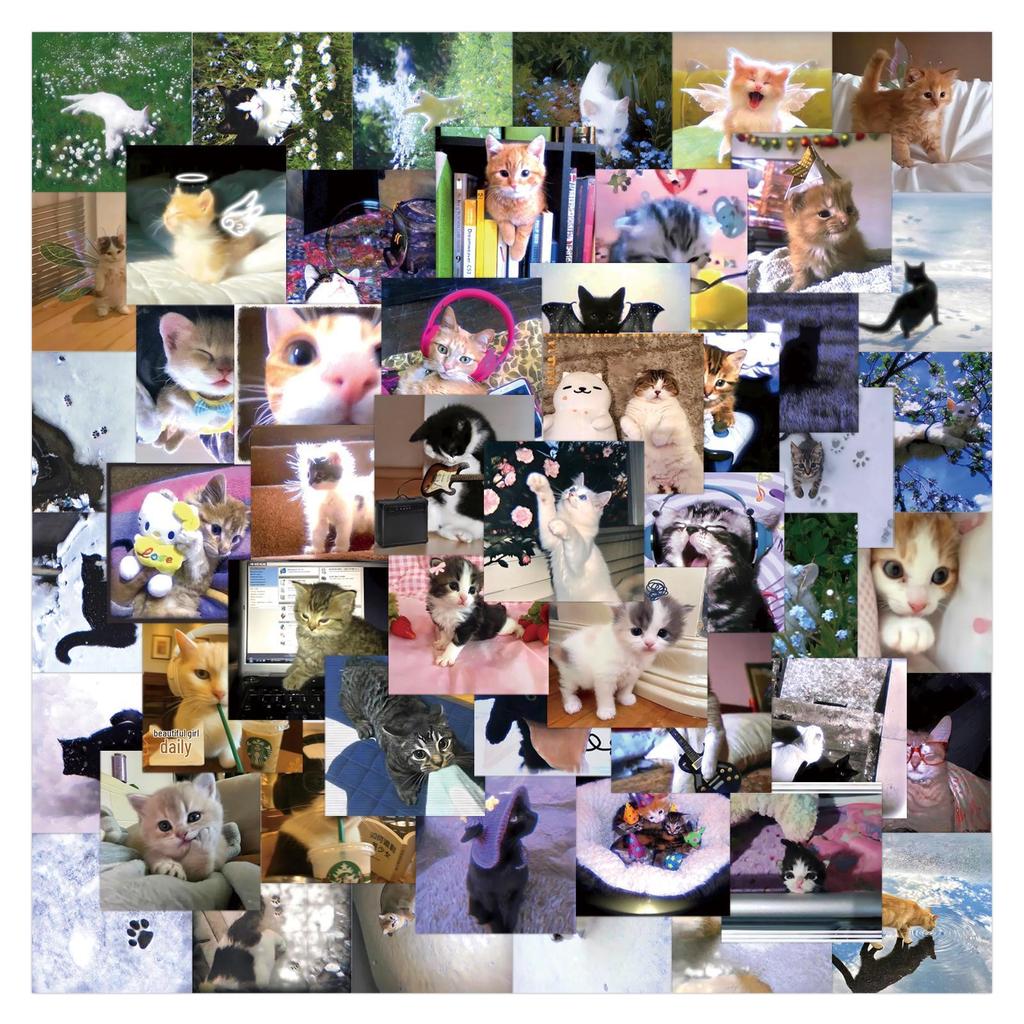 Süße Katzen-Sticker - 80 Blatt für Notizbücher, DIY, Handy & Notizbuch Dekoration