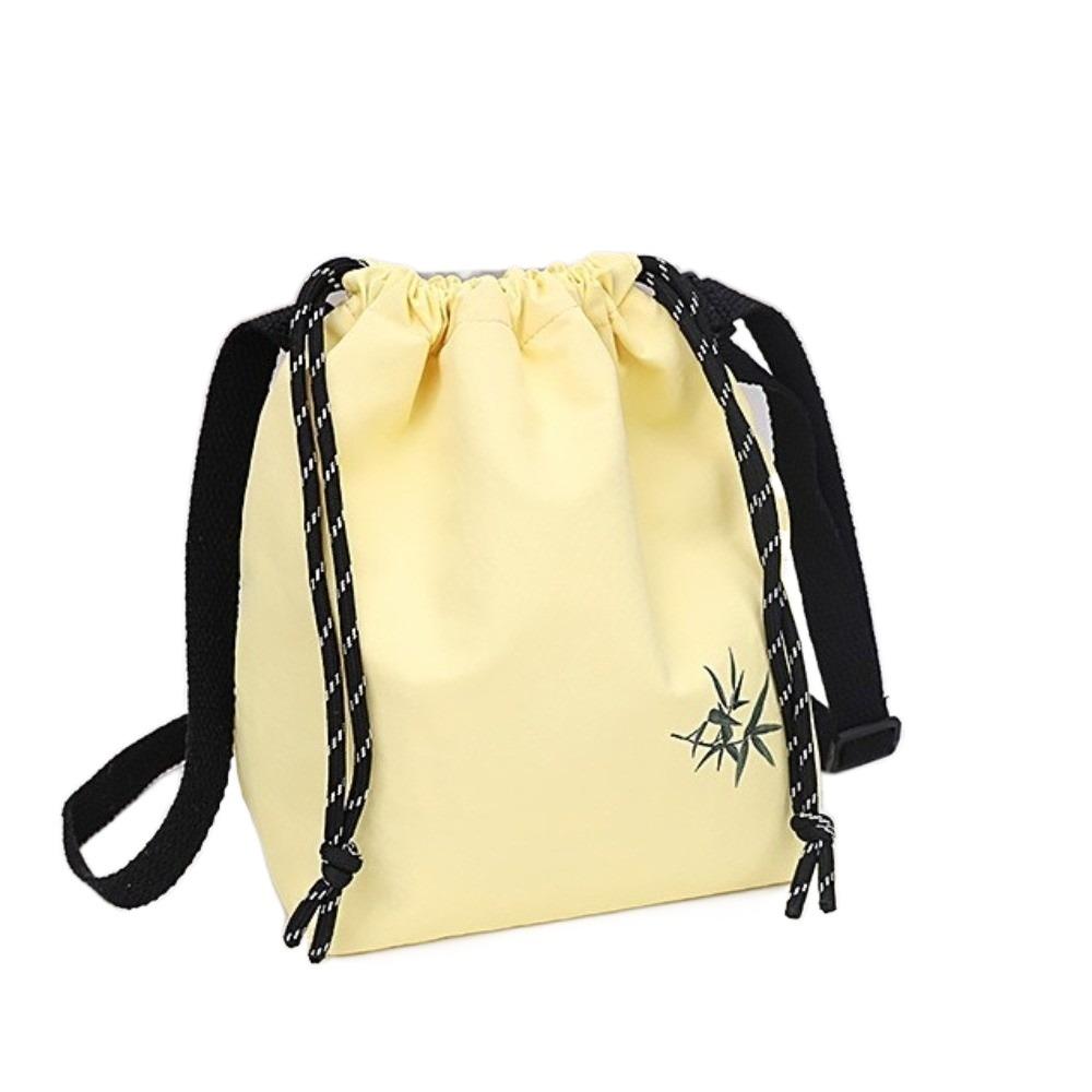 Lightweight Nylon Bucket Bag Large Capacity Crossbody Bag Simple Drawstring Shoulder Bag  Daily