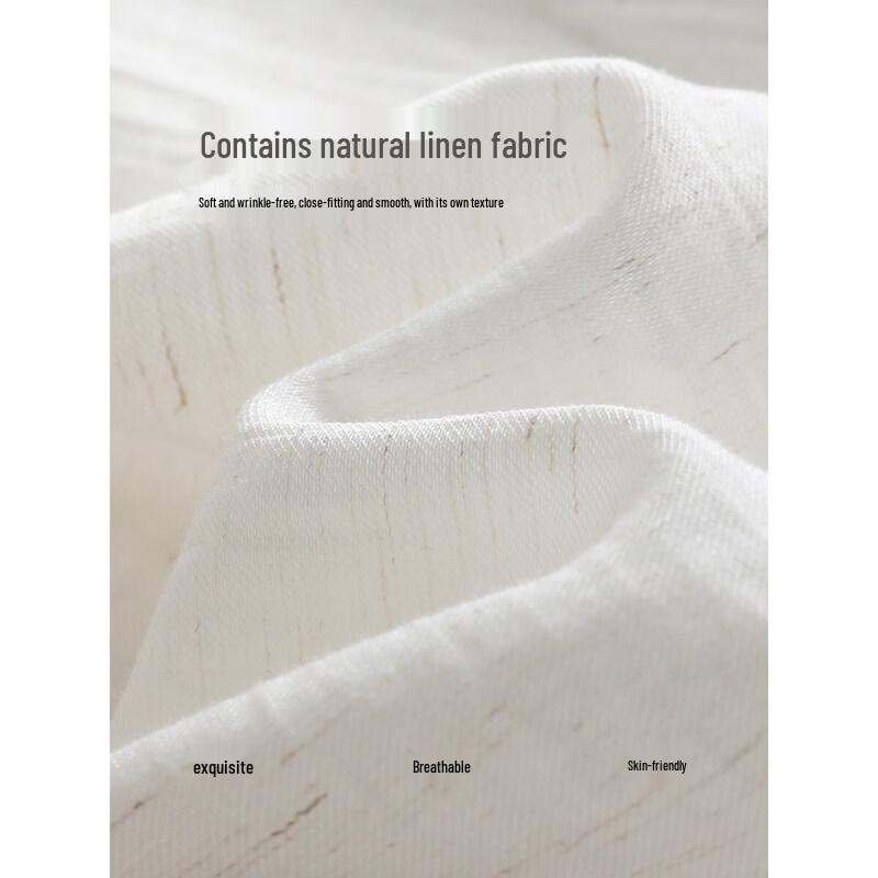 Mohan Yimei French Style Linen Blend V-Neck Midi Dress