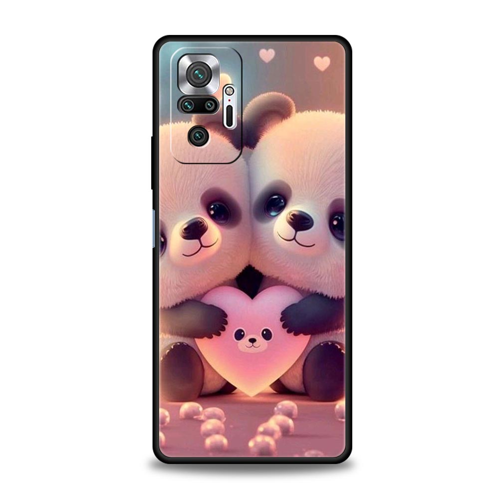 Cartoon Lovely Panda Phone Case For Xiaomi Redmi Note 14 13 5G 10 11 12 Pro Plus 4G 14C 13C 12C 10C Black Cover