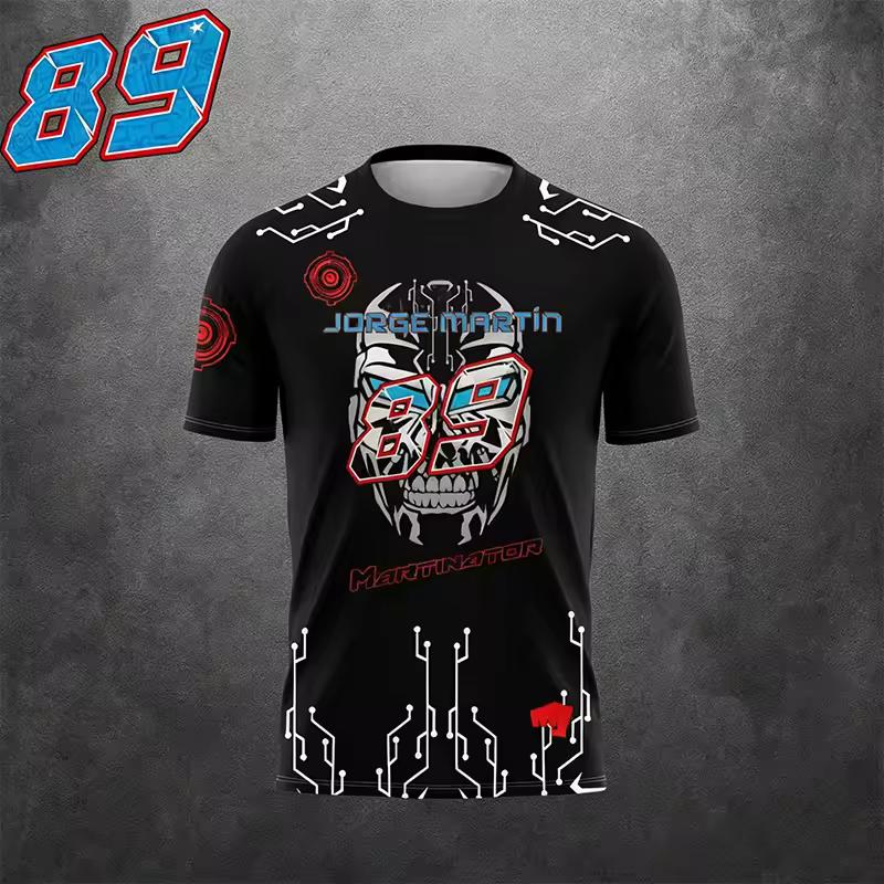 Sommer Mode Lässige Oberteile T-Shirts Martinator 89 Racing 3D Druck T-Shirt Totenkopf Grafik Herren Motorrad Sport Rundhals Kurzarm T-Shirt