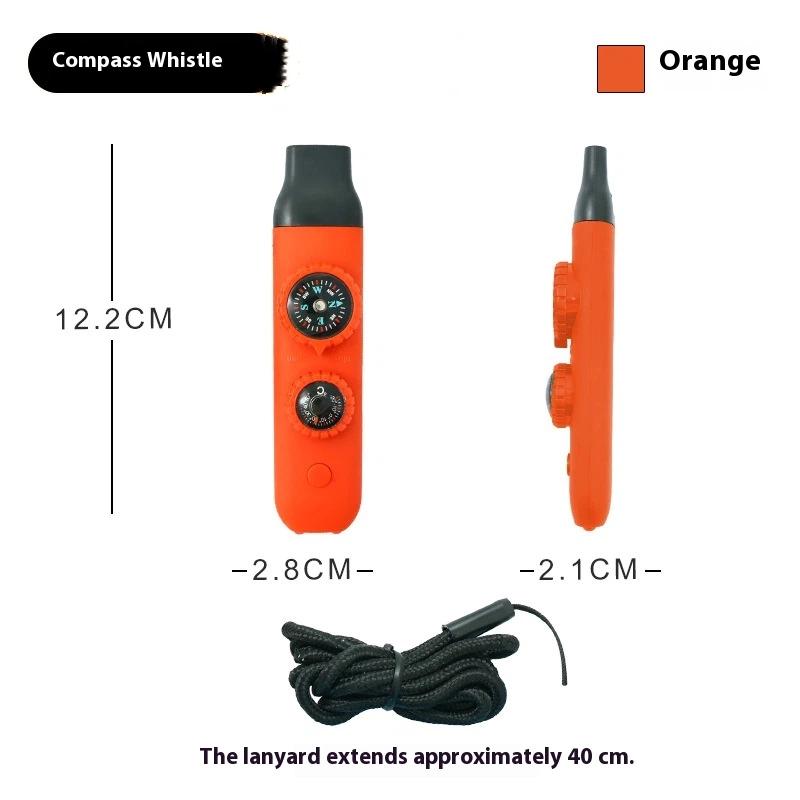 Camping, Camping, Seven In One Multi-Functional Portable Survival Whistle With Led Light, Thermometer, Compass, Magnifying Glass