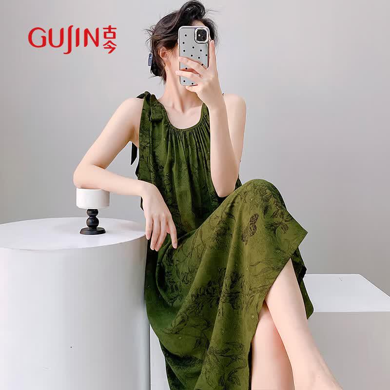 GUJIN Women s Summer Cool-Touch Rayon Lounge Dress One Size (recommended 90-130 jin)