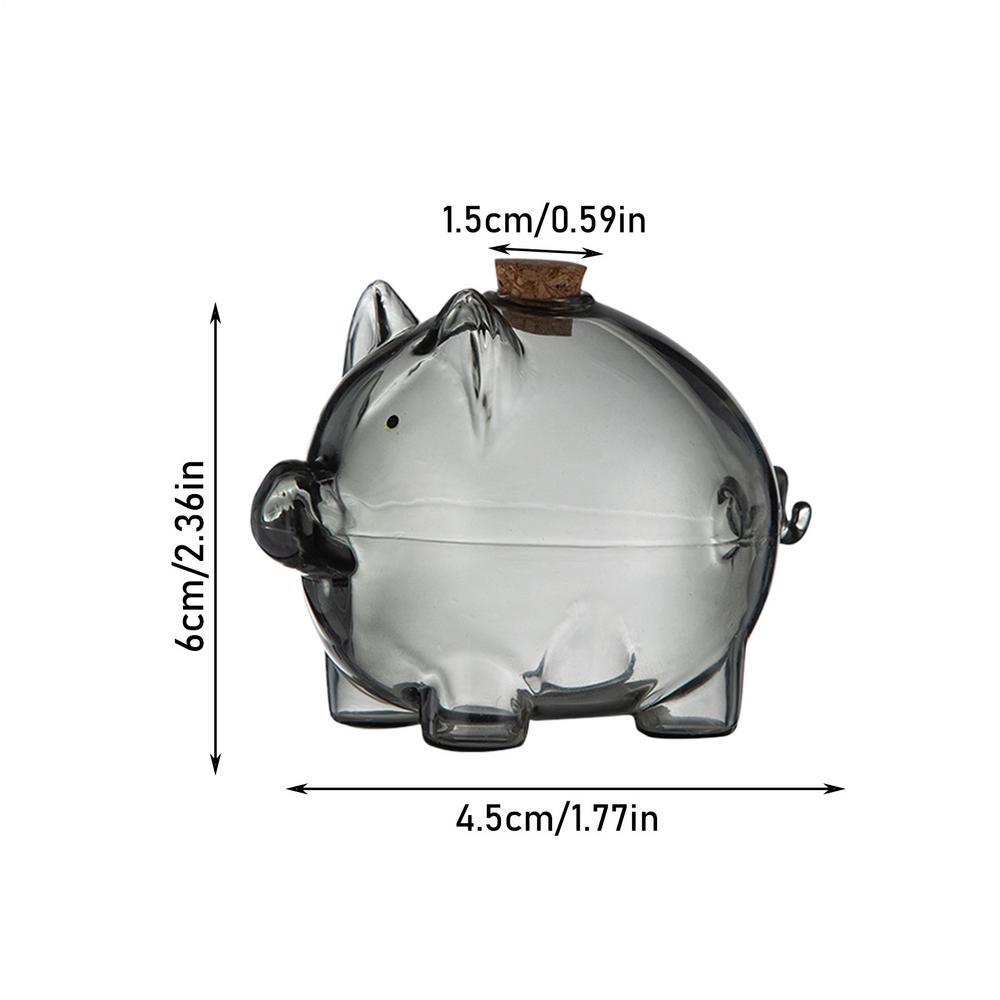 Glass Coin Bank Small Gold Bean Bank Swine Shape Decorative Saving Jar for Dressing Table Bookshelf Commemorative Coin Container