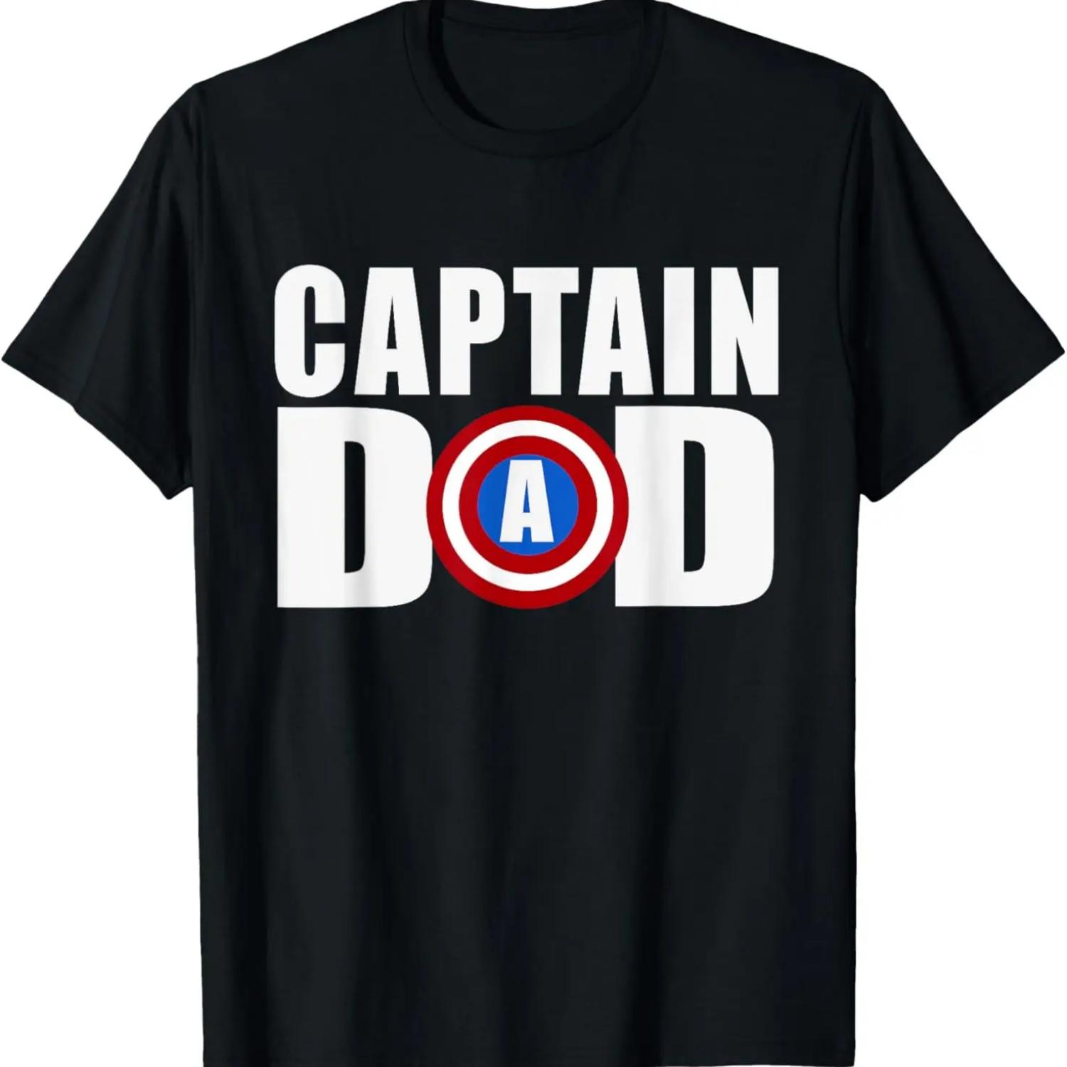 Funny Super Captain Dad Superhero Fathers Day T-Shirt,100% cotton S