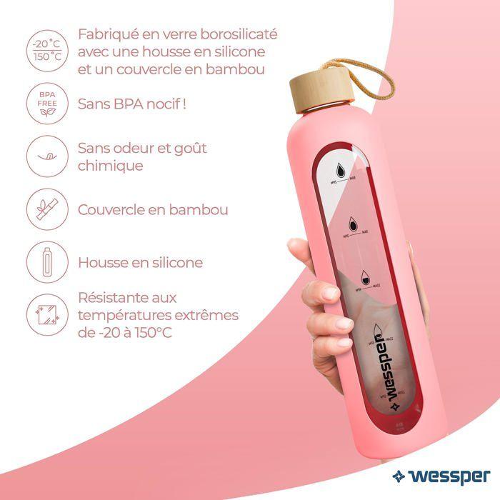 Bouteille isotherme - wessper - wes260 - verre borosilicate - 1l - étanche et écologique