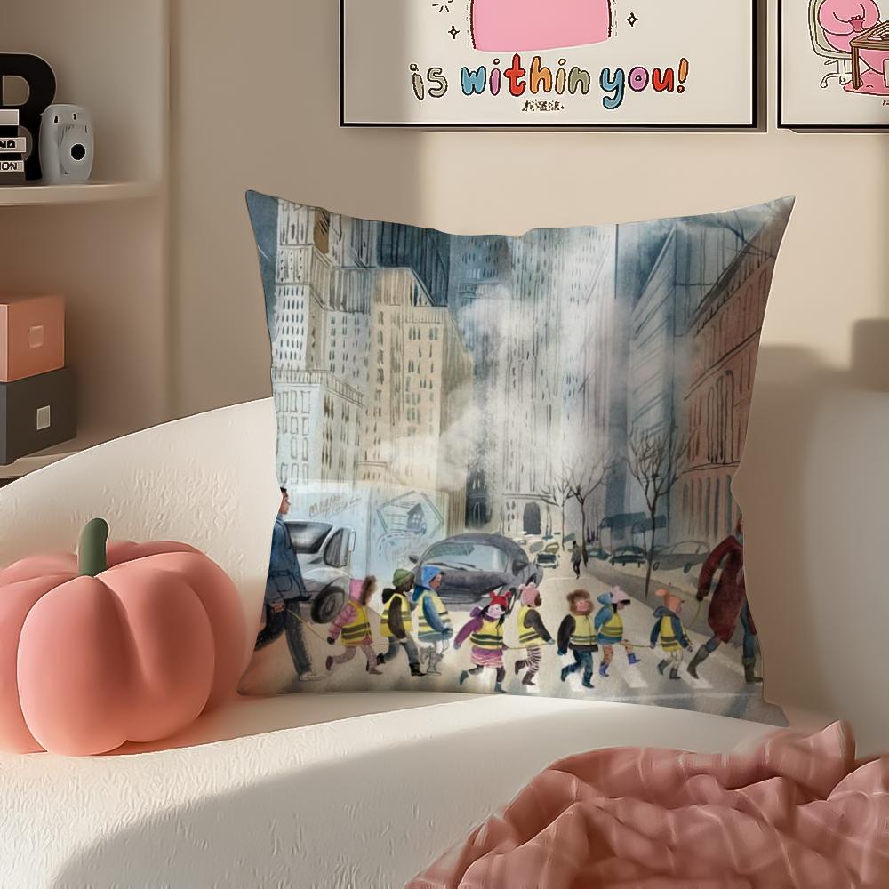 Art Magazine TThe NNew Yorker Cushion Cover Pillowcase Short Plush Invisible Zipper Room Sofa Cushion Cover