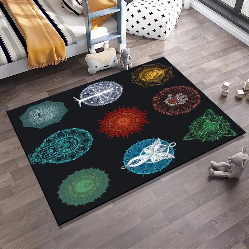 Fantasy Symbol Patterns Rug Non-slip rug suitable for living room and bedroom sofas
