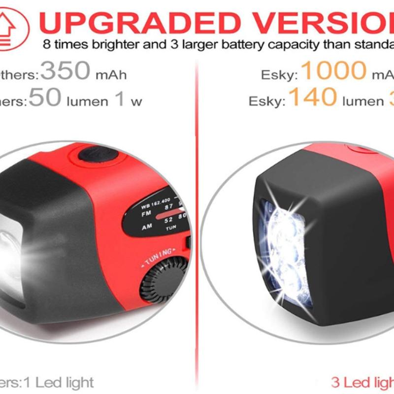 2000mAh multi-function radio, mobile phone emergency charging, hand-cranked solar radio