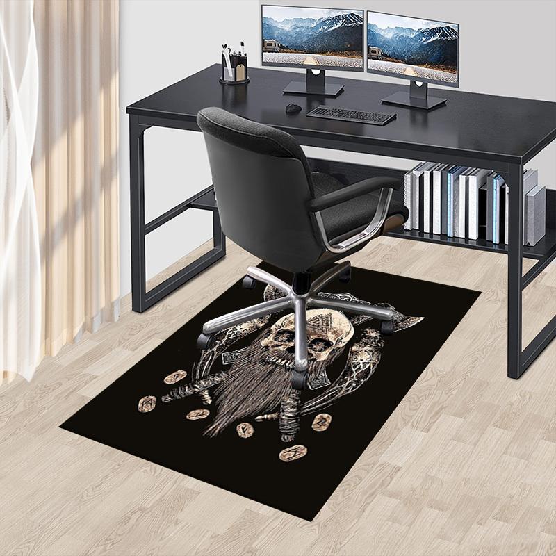 1PC Viking Skull Non-Slip Floor Carpet, Suitable for Office, Bedroomand Playrooms. It Can Also Be Used As a Sofa Footrest cover-T96