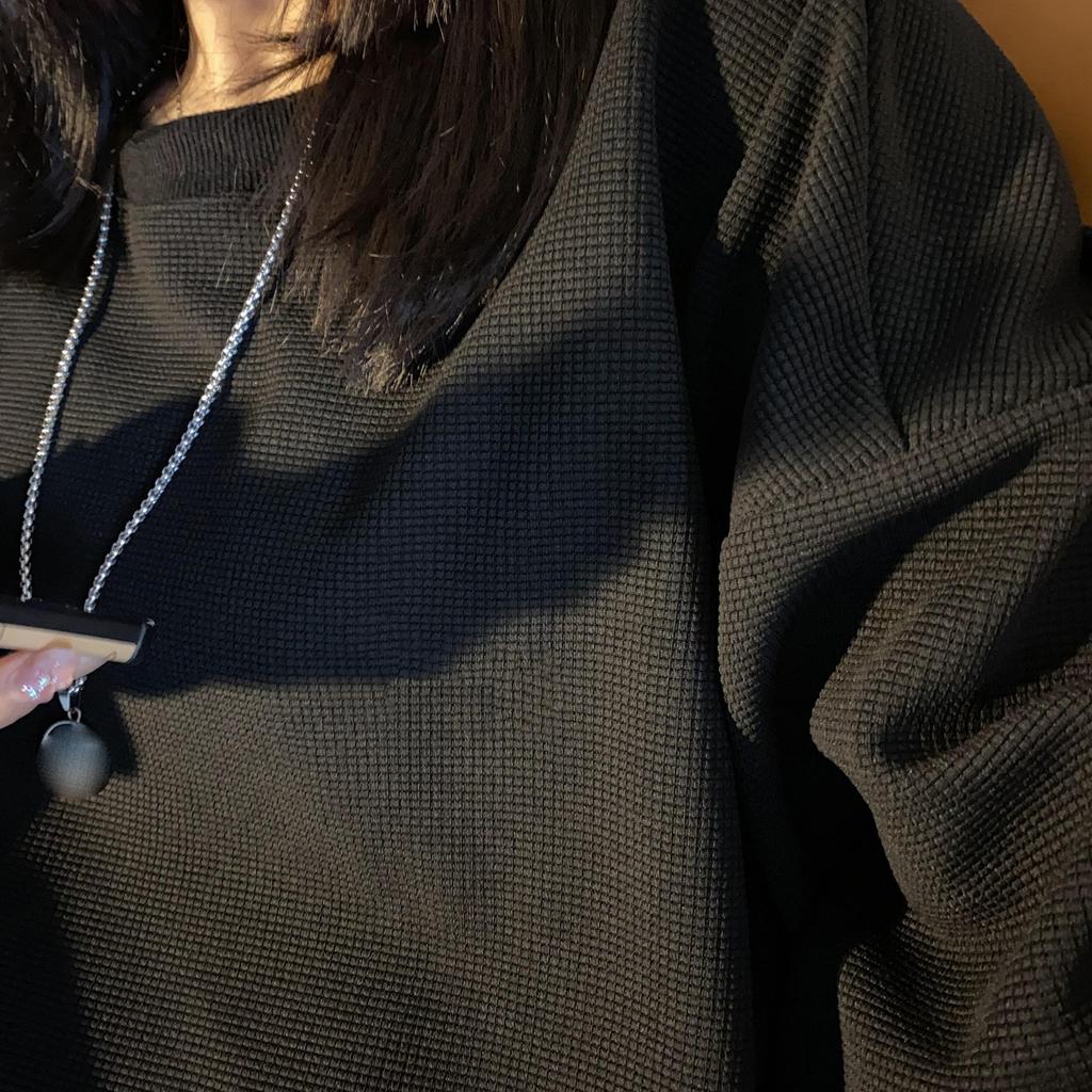 Spring Autumn Japanese Style Long Sleeve T-shirt Women's Loose Fit Grey Sweatshirt Base Layer Top Korean Trendy Flow Top