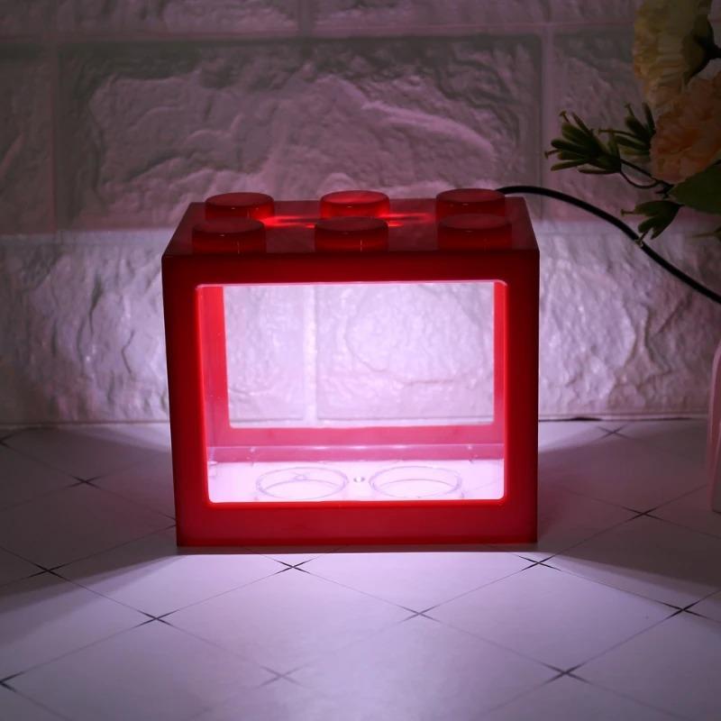 USB Illuminated Small Fish Tank Small Landscape Seaweed Ball Box Mini Aquarium Fish Tank with LED Lamp Light
