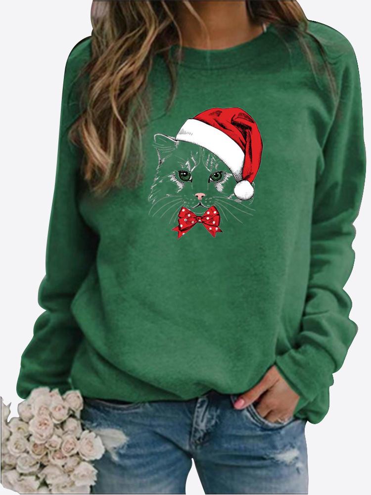 Ropa de otoño e invierno para mujer, sudadera informal estampada, Tops de manga larga, camiseta, jersey de cuello redondo, blusa