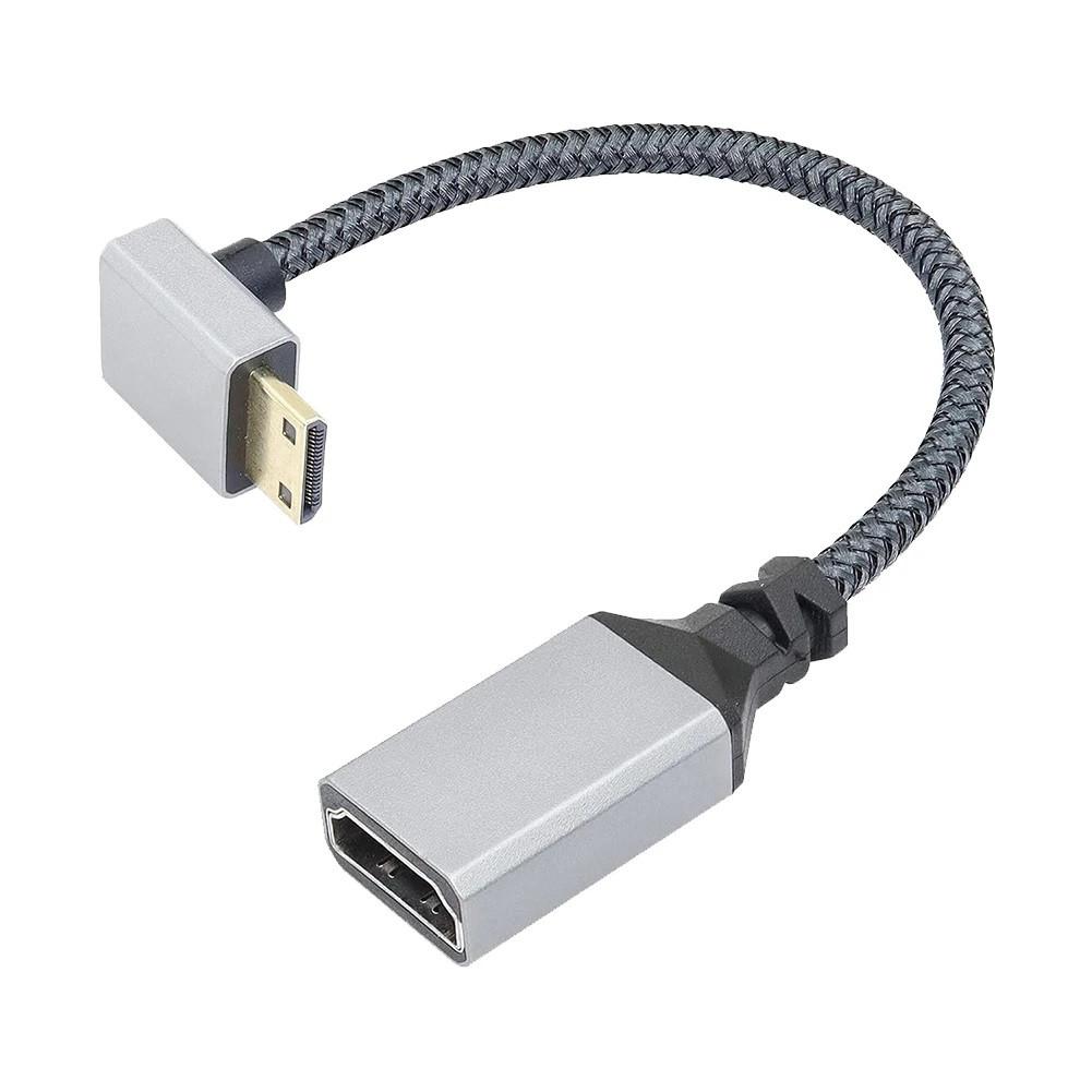 

Кабель кутовий 4К Mini HDMI штекер на HDMI 2.0 роз єм SUNROZ Grey Aluminum Braided, 20 см (вниз) (A486730)