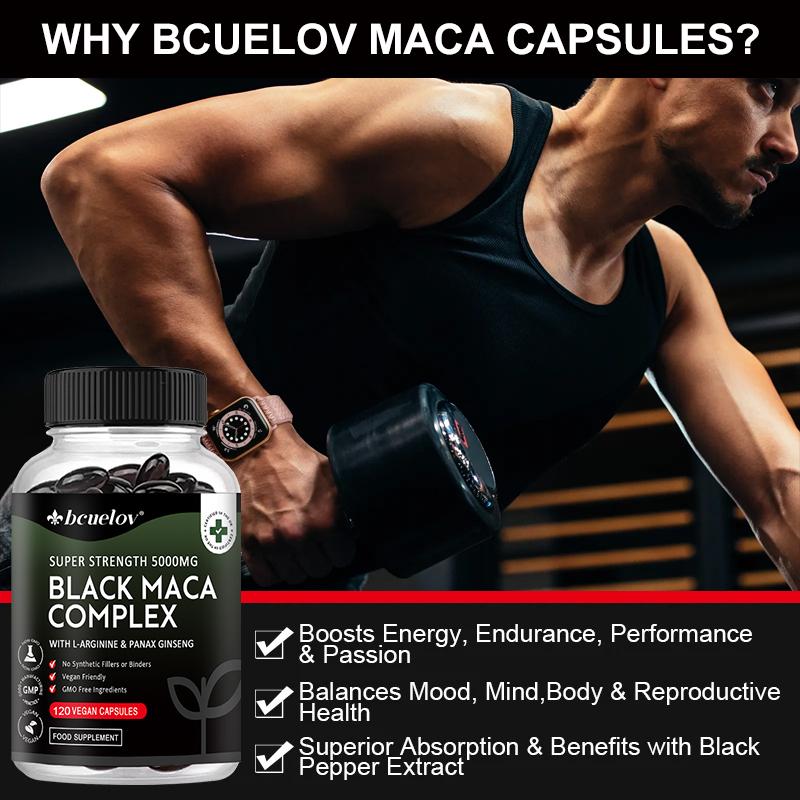 Black Maca Complex: Enhances Stamina | Improves Mood | Boosts Energy 120 Capsules