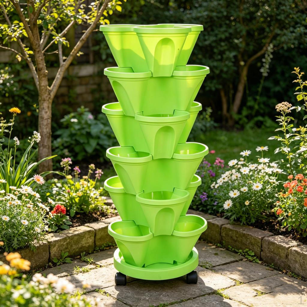 Strawberry Planter with Casters, 6 Tiered
