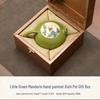 Hand-painted Little Green Mandarin Daisy Xishi Ceramic Teapot – Perfect for Gongfu & Household Tea Brewing.