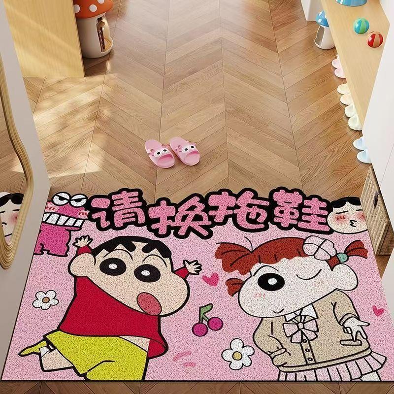 Door Floor Mat Dirt-Resistant Leave-In Pvc Silk Ring Floor Mat Cute Household Entrance Door Mat Foot Pad