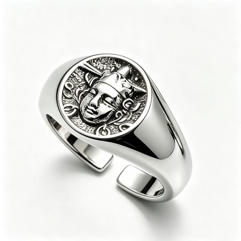 Adjustable Vintage Buddha Face Ring In Copper Ethnic Tibetan Style Unisex Finger Men Women