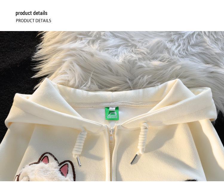 Hanorac Oversized pentru Femei cu Pisică Desen Animat – Design Toamnă/Iarnă 2025