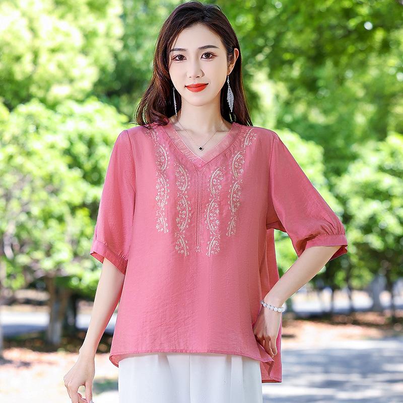 Women's Summer Large Size Loose Lightweight Short Sleeve Casual Office Short Sleeve T Shirt
