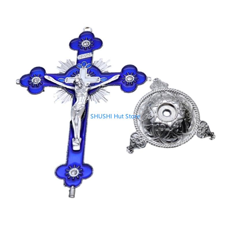 Metal Desktop Crucifix Christian Catholic Ornament Home Church Pray Ornaments Souvenir Desktop Display Ornaments D57B