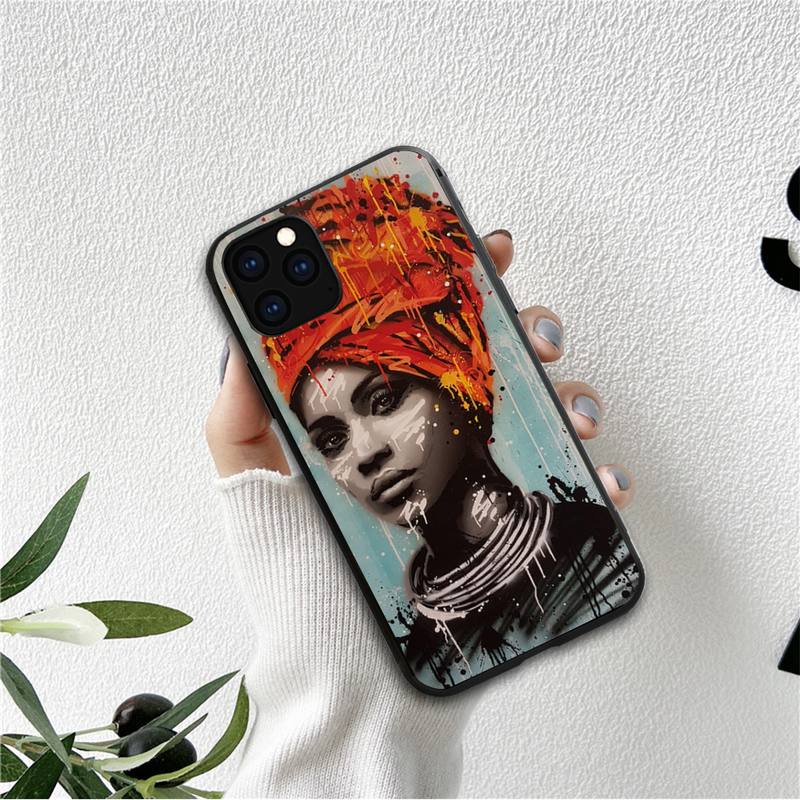 Doodle Black Women Fashion Girl Phone Case For Iphone 12 11 13 7 8 6 S Plus X Xs Xr Pro Max Mini Shell