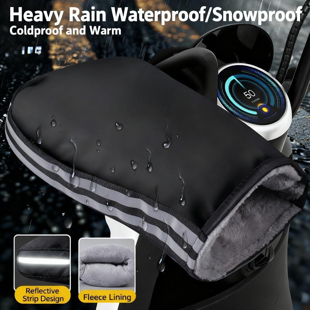 Electric Bike Handlebar Gloves, Winter Riding Electric Bike Gloves with Plush Insulation, Waterproof and Windproof Motorcycle