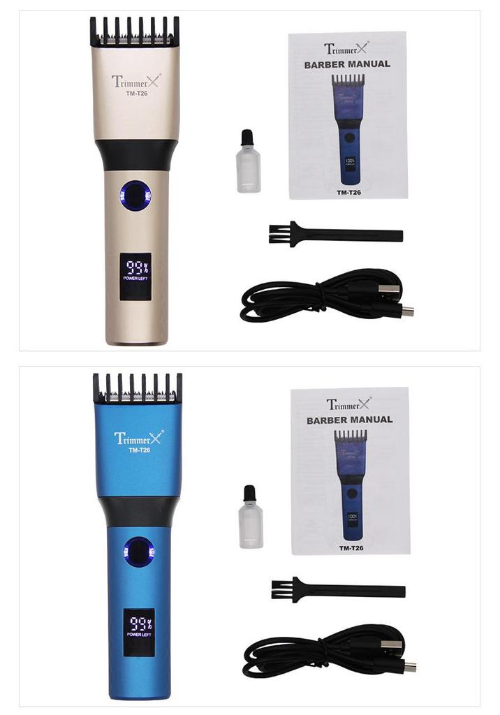 Smart Electric Hair Clipper with Display - Low Noise, Rechargeable, and Portable Trimmer.
