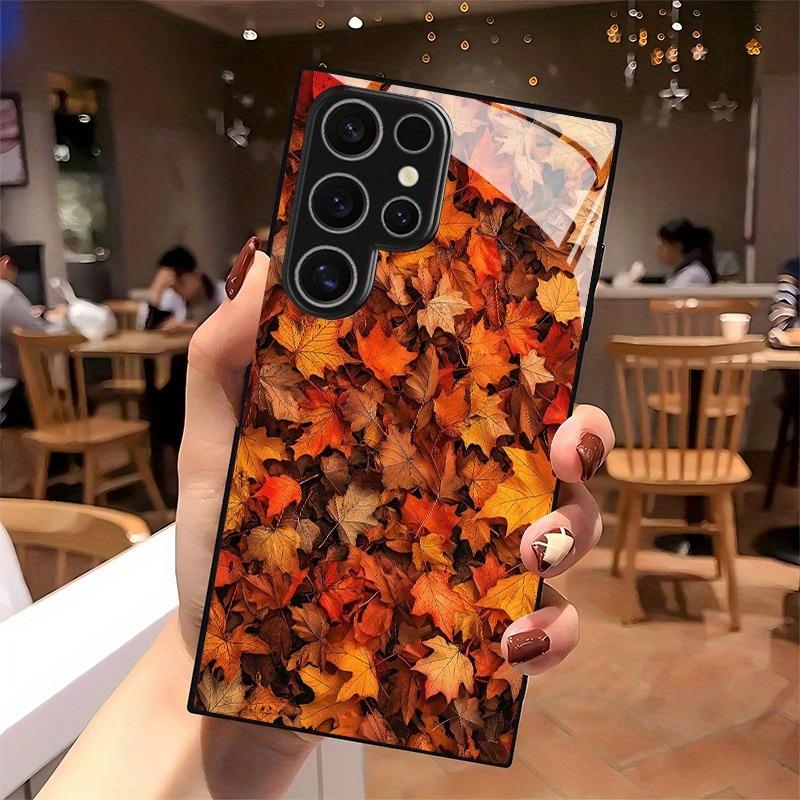 Herbst-Ahornblatt-Muster Gehärtetes Glas Handyhülle Für Samsung Galaxy S23 S24 S25 S26 Ultra Plus FE Stoßfeste Hülle