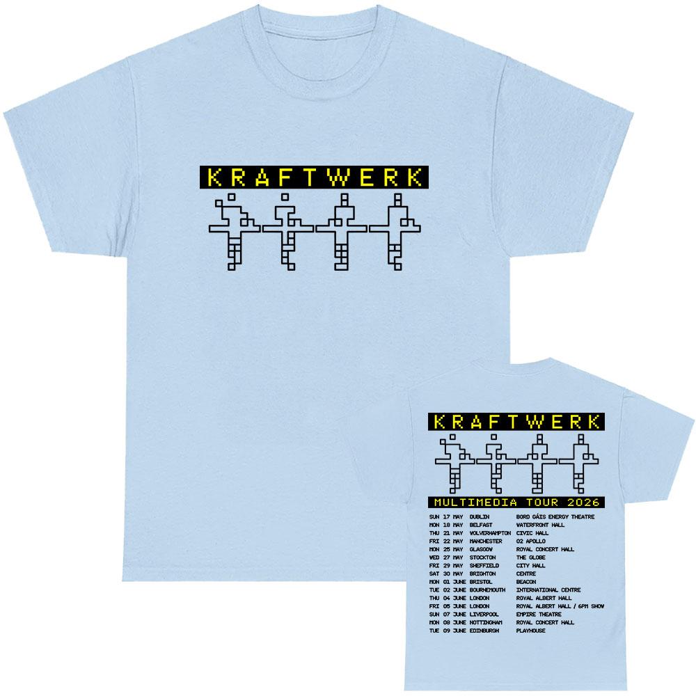 Kraftwerk MULTIMEDIA TOUR 2026 Tricouri Mânecă Scurtă Bumbac Bărbați Tricou Fashion Unisex Streetwear Imprimeu Grafic Îmbrăcăminte Casual