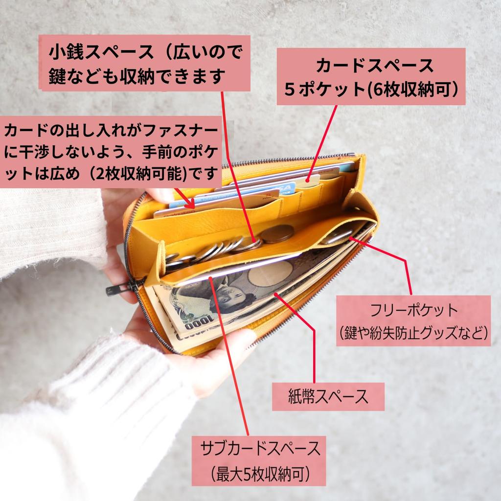 il modo ZIP zipper genuine leather small long wallet [STATUSY] Japanese-made L-shaped (Black, Right-Handed)