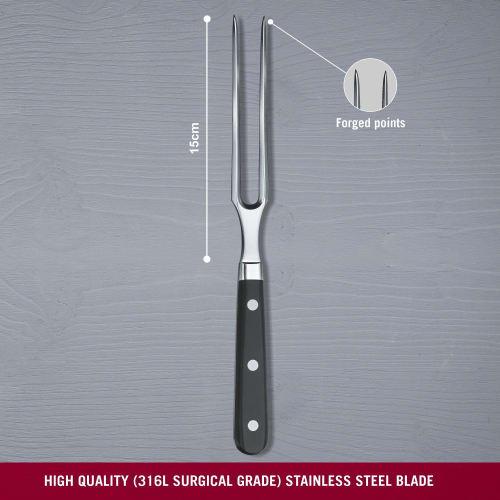 VICTORINOX Carving Fork, Professional Meat Fork for Convenient Carving, 15cm, Black, Ideal for BBQs and Grilling Steaks, Grand Ma?tre Forged, 7.7233.1