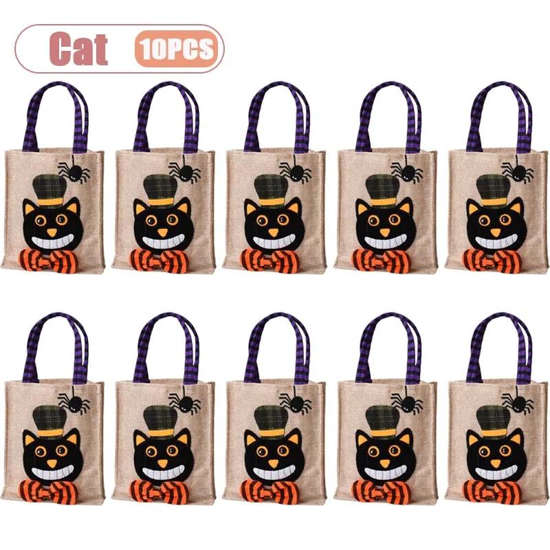 1-10PCS Halloween Treat Bags with Handles for Kids Candy Gift Supplies Party Favor Packaging Bag for Trick or Treat Decoration