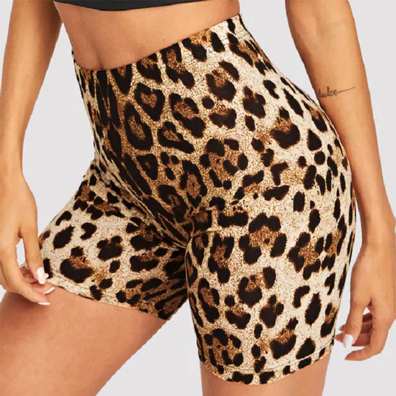 Fashion Leopard Print Women Shorts Casual Snake Print Fitness Short For Lady Women High Waist Casual Biker Short Femme